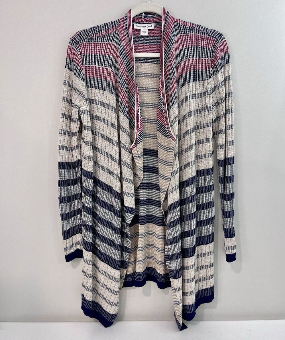 COLDWATER CREEK MISSES Small Lightweight cardigan--Red/Blue/ecru/white